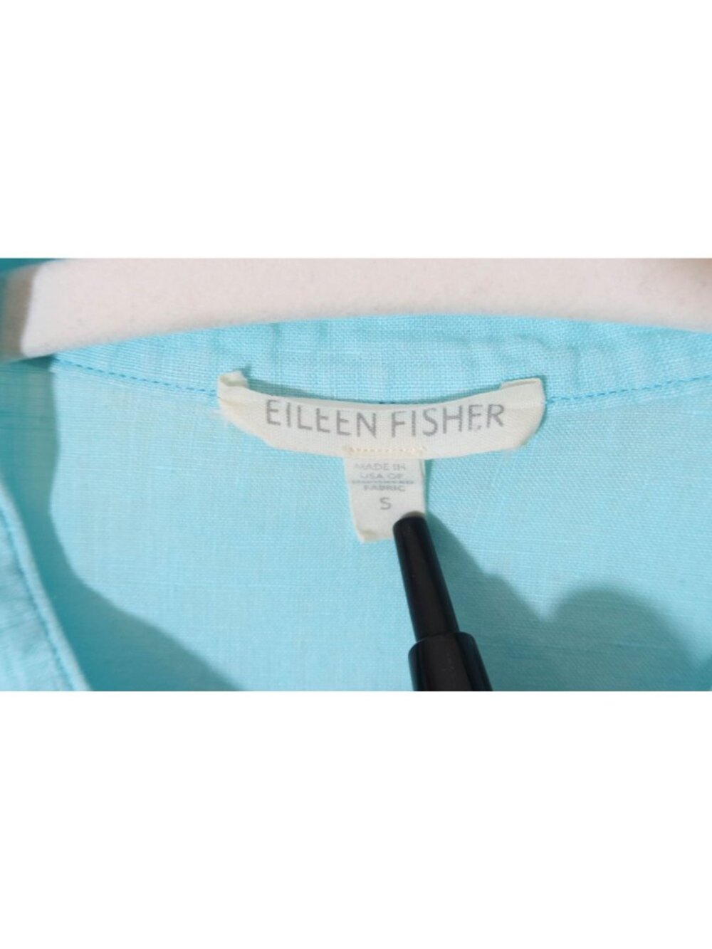 EILEEN FISHER Linen Button Up Relaxed Tunic Top Size S Casual Coastal Preppy - Picture 5 of 5